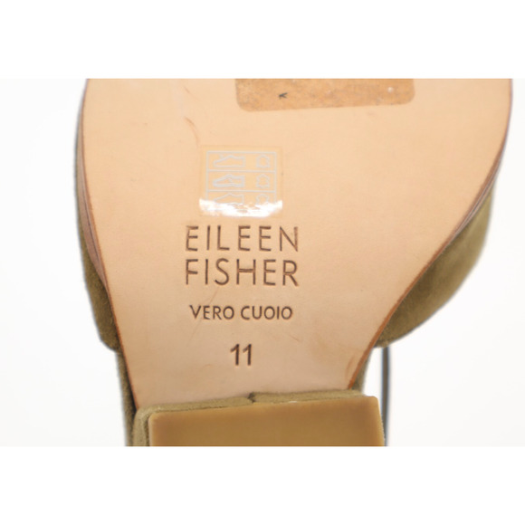 Eileen Fisher Women's Rope Ghillie Olive Green Suede Block Heels Sz 11 - Picture 7 of 8